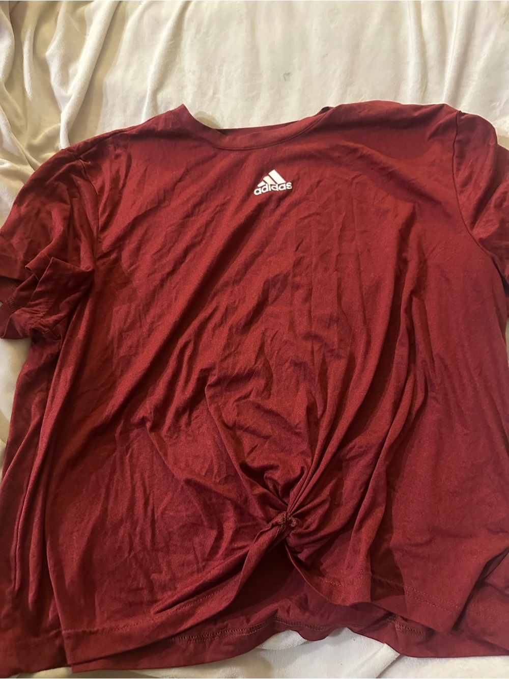 adidas Men's Dark Red Athletic Short Sleeve Tee